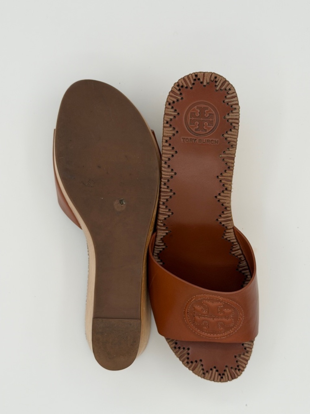 *Tory Burch* Patty Logo Platform Wedge Sandals Size 8 - Picture 5 of 7
